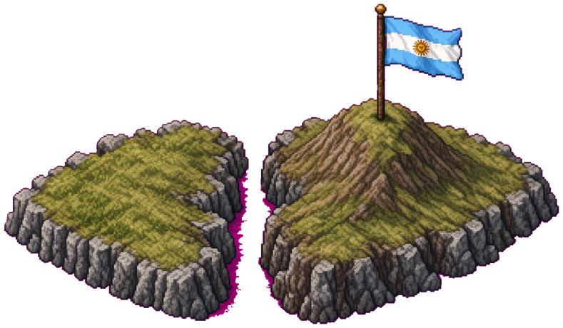 The Malvinas islands with the Argentine flag